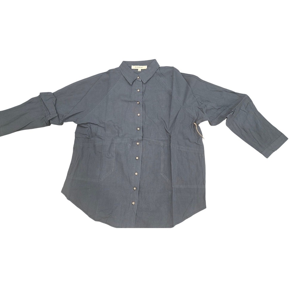 Bluevelvet Womens Blue Button Front Long Sleeve Raglan Shirt Size Med NWT